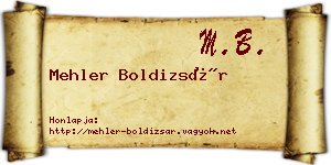 Mehler Boldizsár névjegykártya